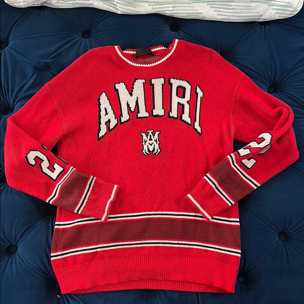 AMIRI Men's Red Logo Knit Sweater